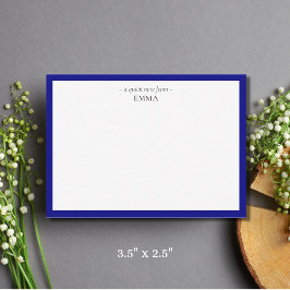 Chic Modern Small Navy Blue Correspondence Mitteilungskarte