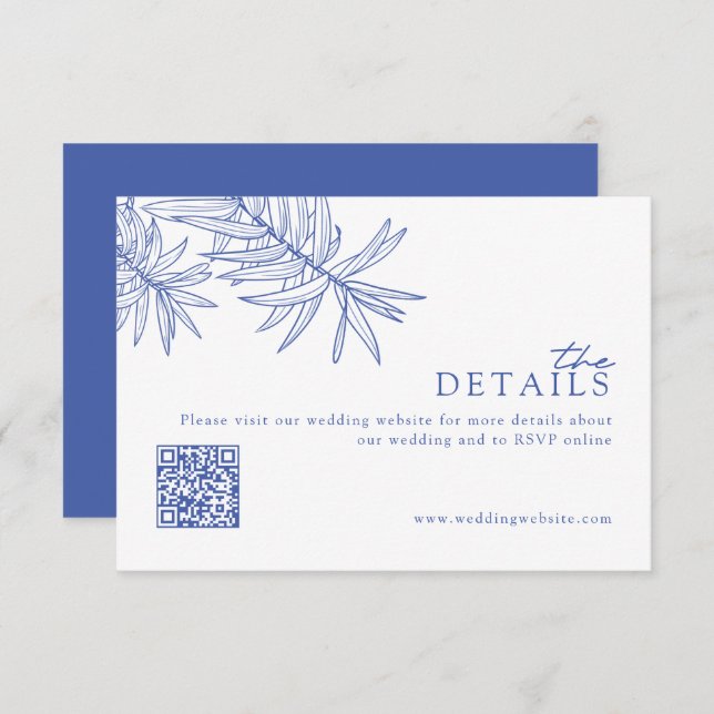 Chic Modern Something Blue Wedding Website/Details Begleitkarte (Vorne/Hinten)