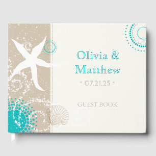 Chic Modern Starfish Beach Hochzeit Gästebuch