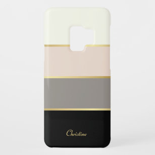 Chic Modern Stripes Muster mit Name Ca Case-Mate Samsung Galaxy S9 Hülle