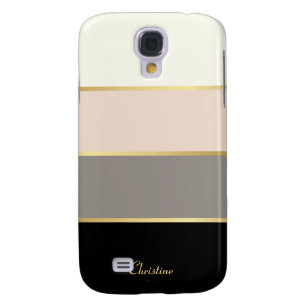 Chic Modern Stripes Muster mit Name Ca Galaxy S4 Hülle