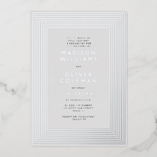 Chic Modern Striping Rahmen Wedding REAL Folieneinladung