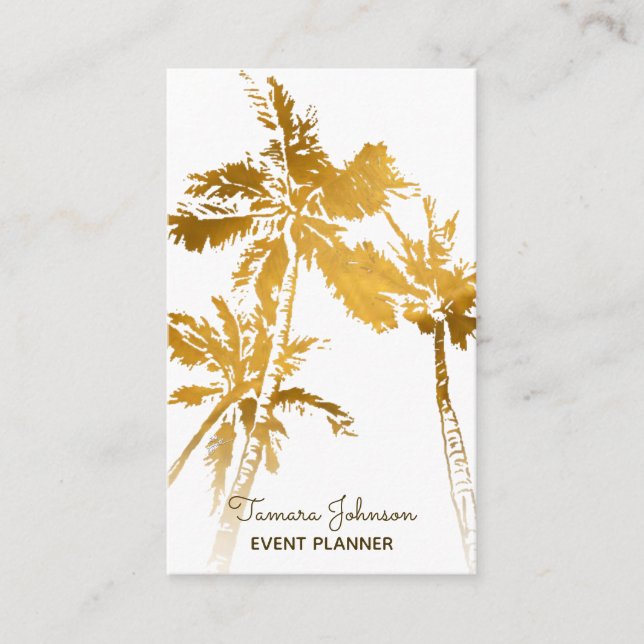 Chic Modern Tropical Gold Palm Trees Beruflich Visitenkarte (Vorderseite)