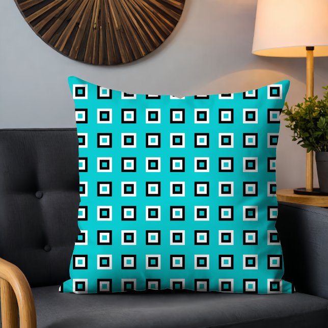 Chic Modern Turquoise Geometric Muster Kissen (Von Creator hochgeladen)