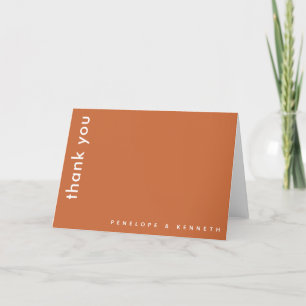 Chic Modern Typografy Burnt Orange Wedding Dankeskarte