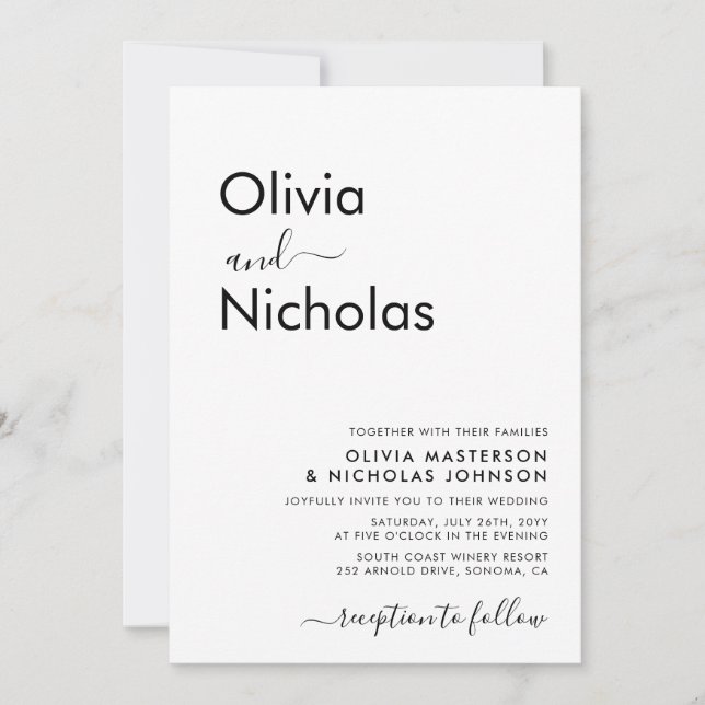Chic Modern Typografy Script Monogram Wedding Einladung (Vorderseite)