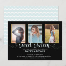 Chic Modern Typografy Sweet 16 Birthday Foto