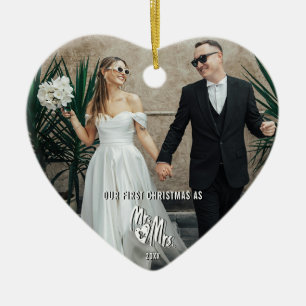 Chic Modern Unser erstes Weihnachten als Mr & Mrs  Keramik Ornament
