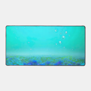 Chic Modern Vibranly Blue Floral Schreibtischunterlage