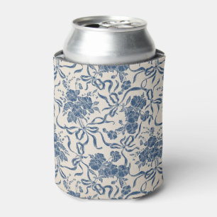 Chic Modern Vintag Ivory Navy Blue Floral Muster Dosenkühler