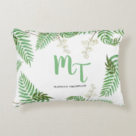 Chic Modern Watercolor Greenerity Script Monogram Dekokissen