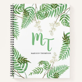 Chic Modern Watercolor Greenerity Script Monogram Notizbuch