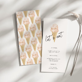 Chic Modern Watercolor Ice Creme Brautparty Menükarte