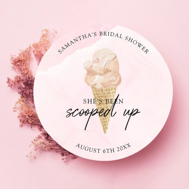 Chic Modern Watercolor Ice Creme Brautparty Runder Aufkleber (Von Creator hochgeladen)