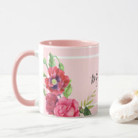Chic Modern Watercolor Rot und Rosa Blume