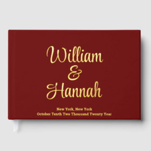 Chic Modern Wedding Burgundy Gold Foil Hardcover Gästebuch
