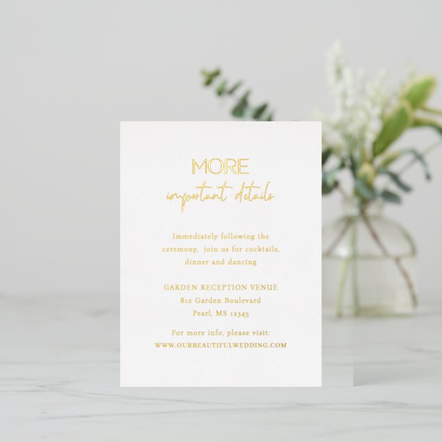 Chic Modern Wedding Foil Enclosure Card Folie Einladungspostkarte (Stehend vorne)