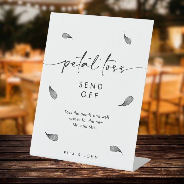 Chic Modern Wedding Petal Toss Abgeschiedenheit Sockelschild (Von Creator hochgeladen)
