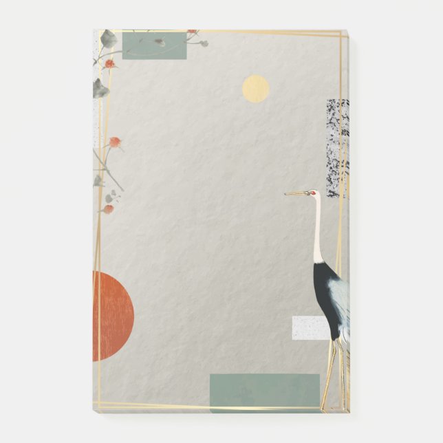 Chic Modern Whimsical Bird Elegante Trendy Abstrak Post-it Klebezettel (Vorderseite)