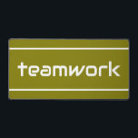 Chic Modern White TEAMWORK Stripes On Golden Olive Schreibtischunterlage<br><div class="desc">This sporty design features white modern TEAMWORK text and sleek edge stripes against golden olive background. The text and colors in this design can be personalized.</div>