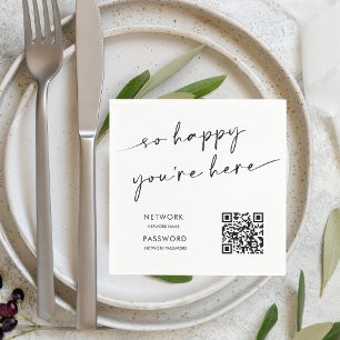 Chic Modern WiFi Password Wedding Sign Serviette