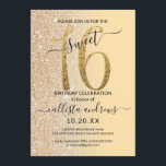 Chic Modern Yellow Gold Glitzer Ombre Sweet 16 Einladung<br><div class="desc">Diese hübsche 16 . Geburtstag-Geburtstagsfeier lädt zum Verweilen bei einer jungen Teenagertochter ein. Es verfügt über ein Imitat gedruckt funkelnd Gold Glitzer groß, "16", auf einem einfachen goldgelben und Imitat Gold Glitzer seitwärts Gradienten ombre Hintergrund. Es ist einfach, einzigartig, modern, hübsch und elegant! ***WICHTIGE HINWEIS FÜR DESIGN: Für individuelle Designanfragen,...</div>