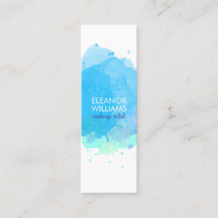 Chic Moderne Blaue Aquarellklecks Quadrat Mini Visitenkarte