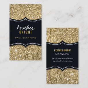 CHIC moderne Luxus-Glamour Glitter Schwarz Gold Visitenkarte