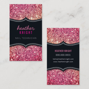 CHIC moderne Luxus-Glamour-Glitter schwarz rosa Visitenkarte