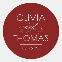 Chic Moderne minimalistische Typografie Rote Hochz Runder Aufkleber