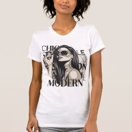 Chic Moderne Mode-Silhouette-Illustration T-Shirt