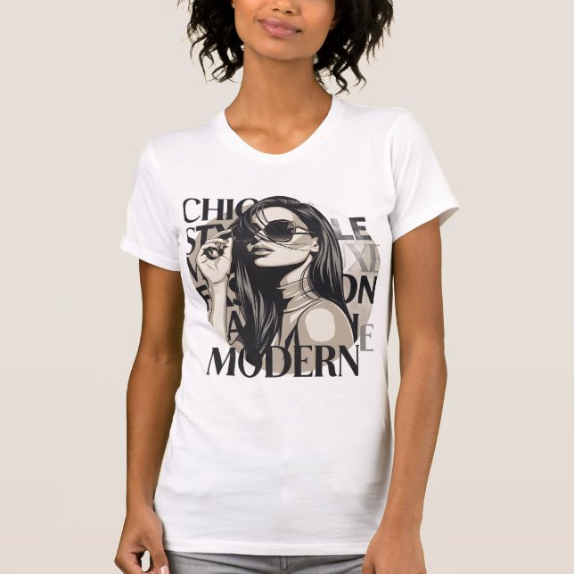 Chic Moderne Mode-Silhouette-Illustration T-Shirt (Vorderseite)