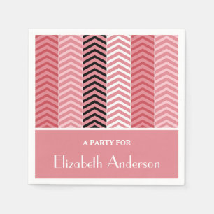 Chic-moderne rosa Zickzack Streifen mit Namen Serviette