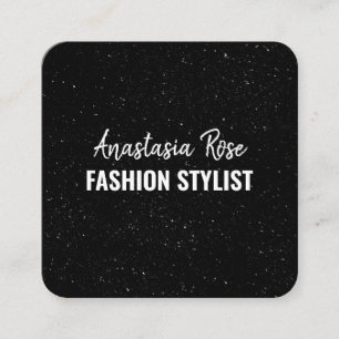 Chic Moderne Schwarz-weiße Minimalistische Glitzer Quadratische Visitenkarte