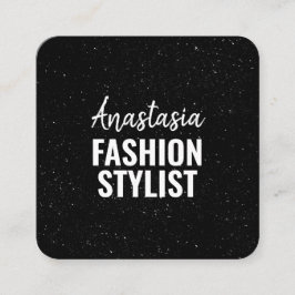 Chic Moderne Schwarz-weiße Minimalistische Glitzer Quadratische Visitenkarte