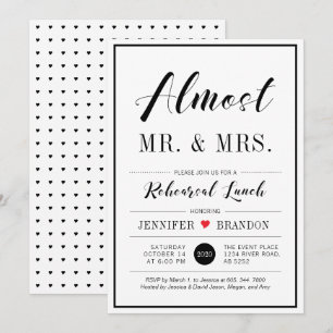 Chic moderne typografische Hochzeitsprobe Lunch Einladung