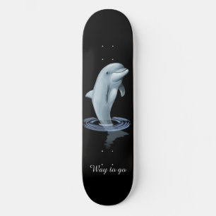 Chic Moderner Delfin & Schrift auf Schwarz Skateboard