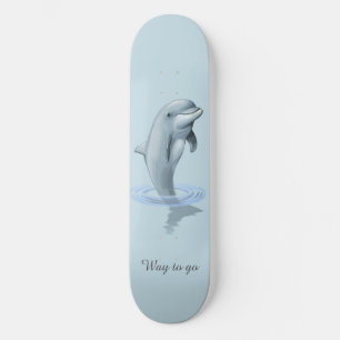 Chic moderner Delfin und Schrift auf hellblau Skateboard