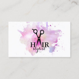 Chic moderner Watercolor Hairstylist-Haar-Stylist Visitenkarte