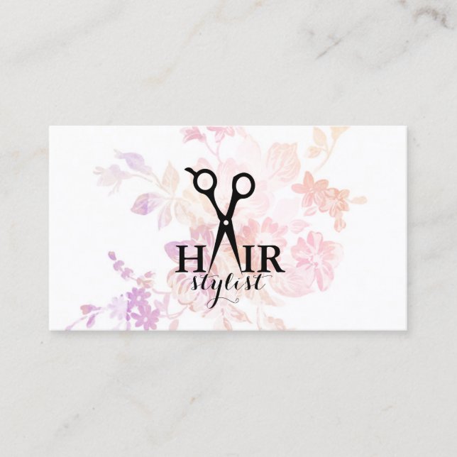 Chic moderner Watercolor Hairstylist-Haar-Stylist Visitenkarte (Vorderseite)