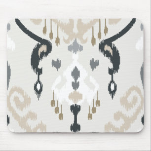 Chic modernes beige Schwarz-weißes ikat Stammes- Mousepad