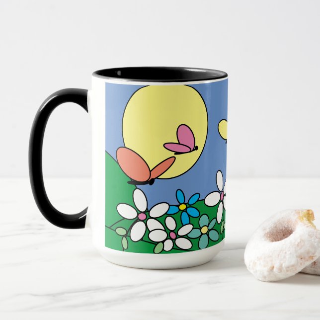 CHIC MODERNES HÜBSCHES BLUMENPATTER TASSE (Mit Donut)