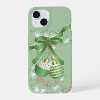 Chic modernes rosa grünes Weihnachtsglück iPhone 15 Hülle