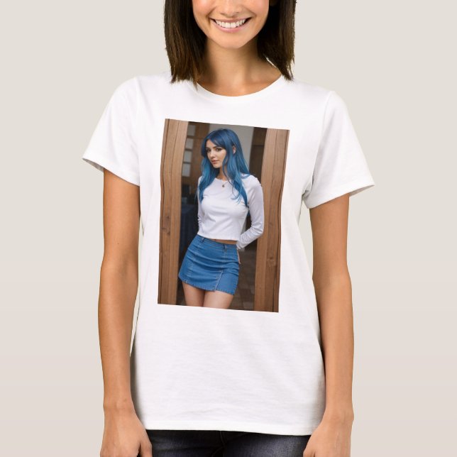 Chic Moderno: Elegancia en Azul T-Shirt (Vorderseite)