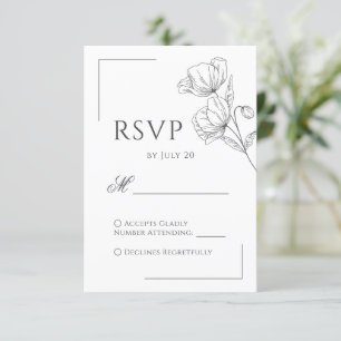 Chic Mohn Blume minimalistisch Hochzeitskarte RSVP Karte