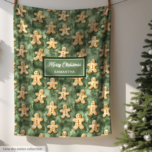 Chic Monochromatic Sage Pastel Grün Weihnachten Fleecedecke (Chic Monochromatic Sage Pastel Green Christmas Fleece Blanket)