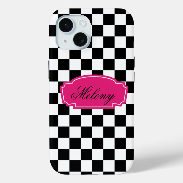 Chic Monochrome Elegance mit rosa Akzent Case-Mate iPhone Hülle (Rückseite)