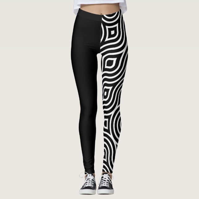 Chic Monochrome Women's Black & White Leggings (Vorderseite)