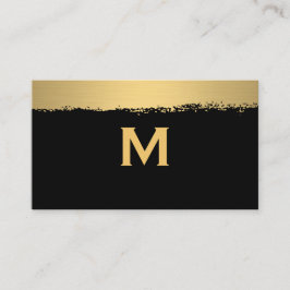 Chic Monogram auf Black/Gold Brushed Visitenkarte