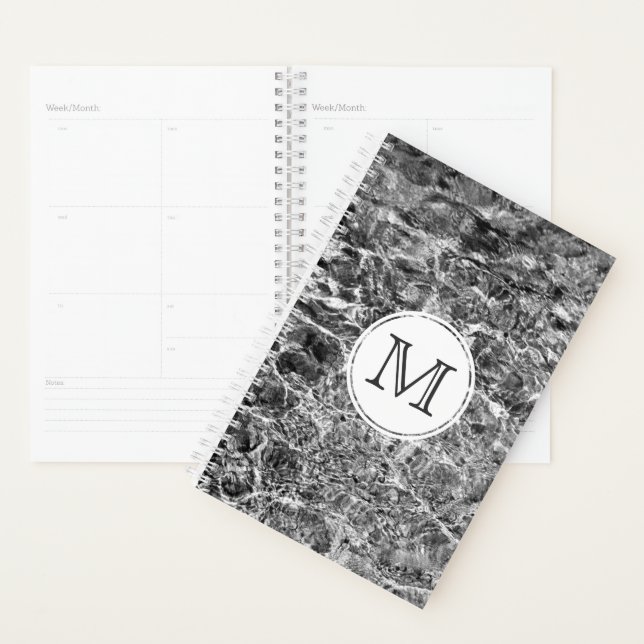 Chic Monogram auf Imitaten Marble Abstraktes Foto Planer (Anzeige)